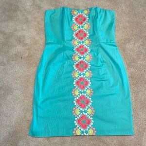 Vineyard Vines NWT Blue Floral Embroidery Strapless Dress